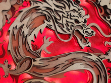 Load image into Gallery viewer, Wooden Mandala Chinese Dragon Illuminated