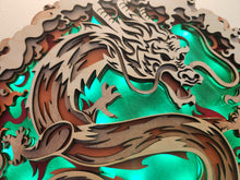 Load image into Gallery viewer, Wooden Mandala Chinese Dragon Illuminated