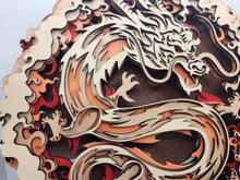 Load image into Gallery viewer, Wooden Mandala Chinese Dragon Illuminated