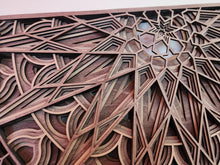Load image into Gallery viewer, Large Mandala Wood Wall Art Illuminated