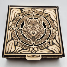Load image into Gallery viewer, Celtic Wolves Wooden Coasters Set (6)

