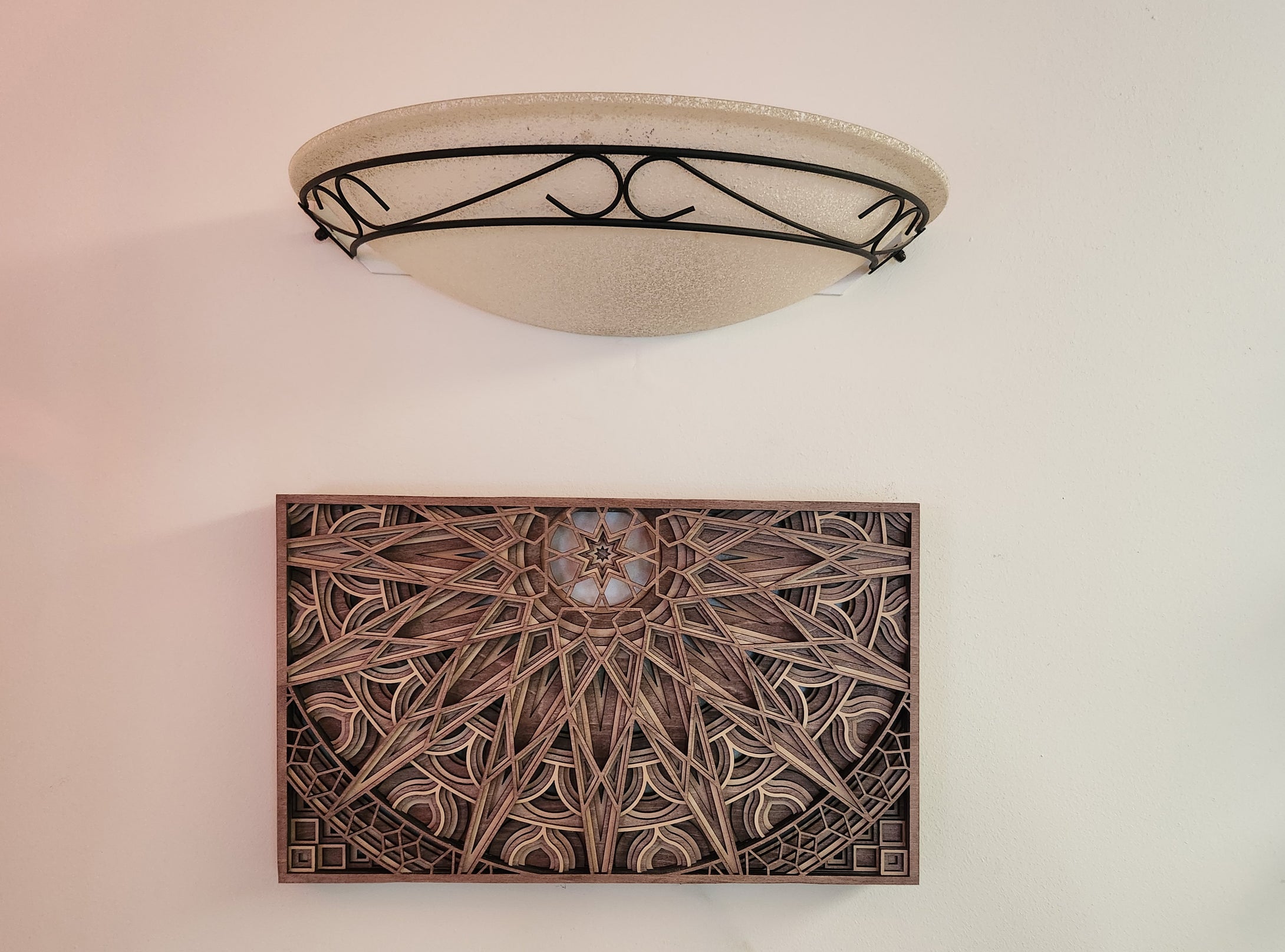 Large Mandala Wood Wall Art Illuminated