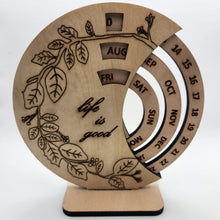 Load image into Gallery viewer, Wooden Spinning standing Perpetual Calendar

