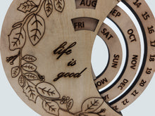 Load image into Gallery viewer, Wooden Spinning standing Perpetual Calendar
