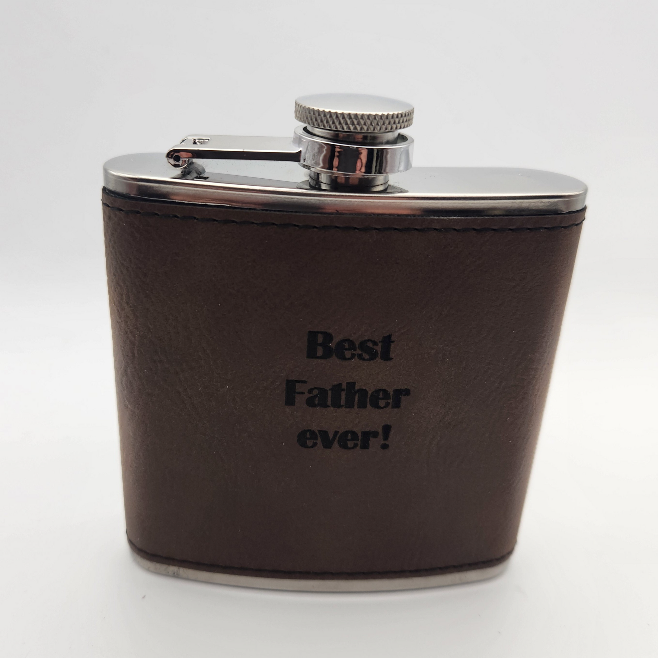 Dark Brown Leatherette Stainless Steel Flask