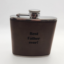 Load image into Gallery viewer, Dark Brown Leatherette Stainless Steel Flask
