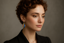 Load image into Gallery viewer, Rainbow diamond hand-made earrings
