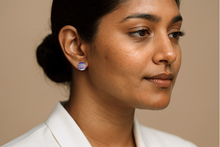Load image into Gallery viewer, Sugared Violet hand-made earrings
