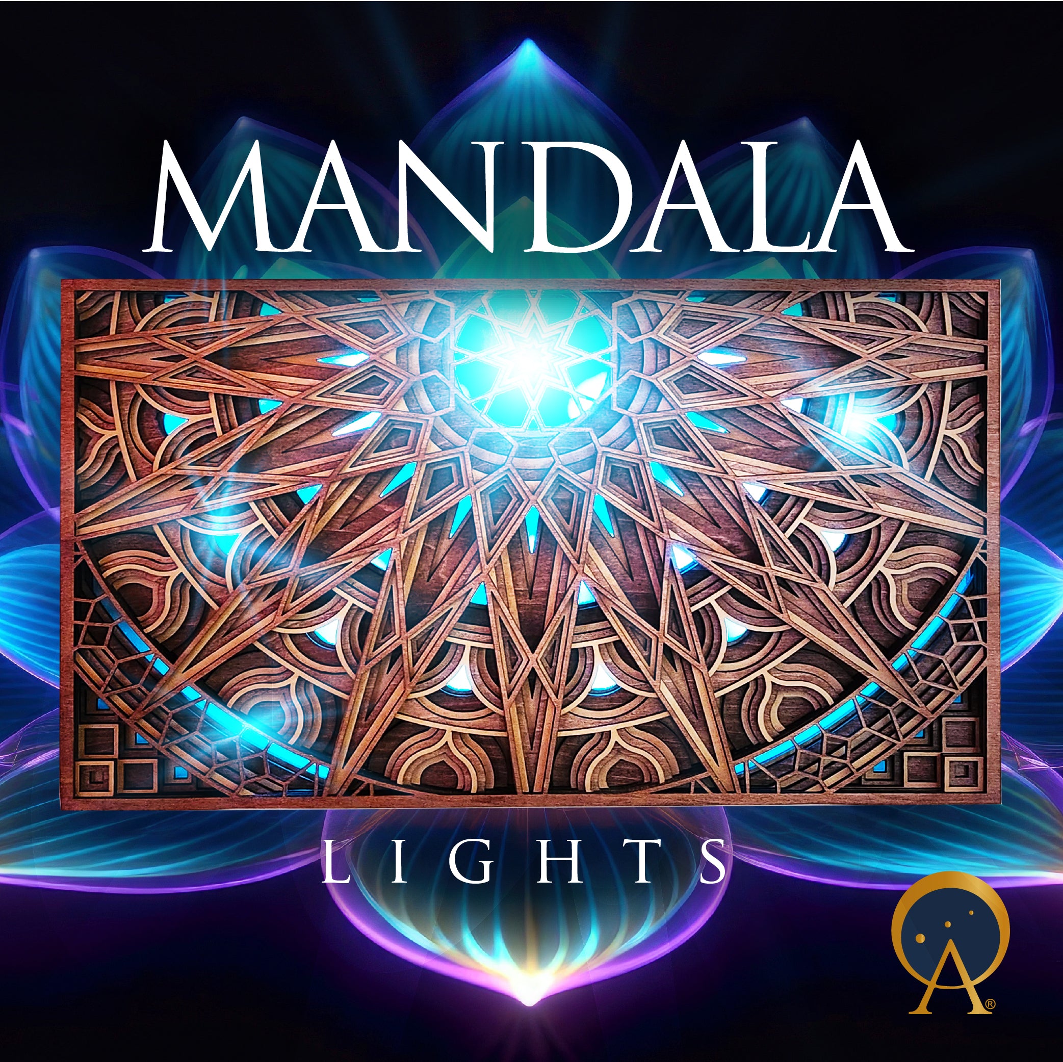 Large Mandala Wood Wall Art Illuminated